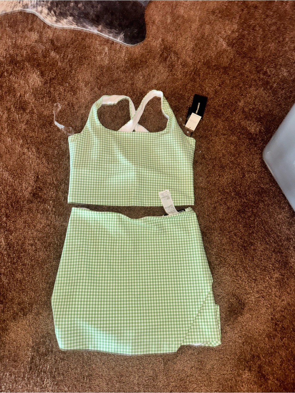 Abercrombie & Fitch Light Green Gingham Skirt Set